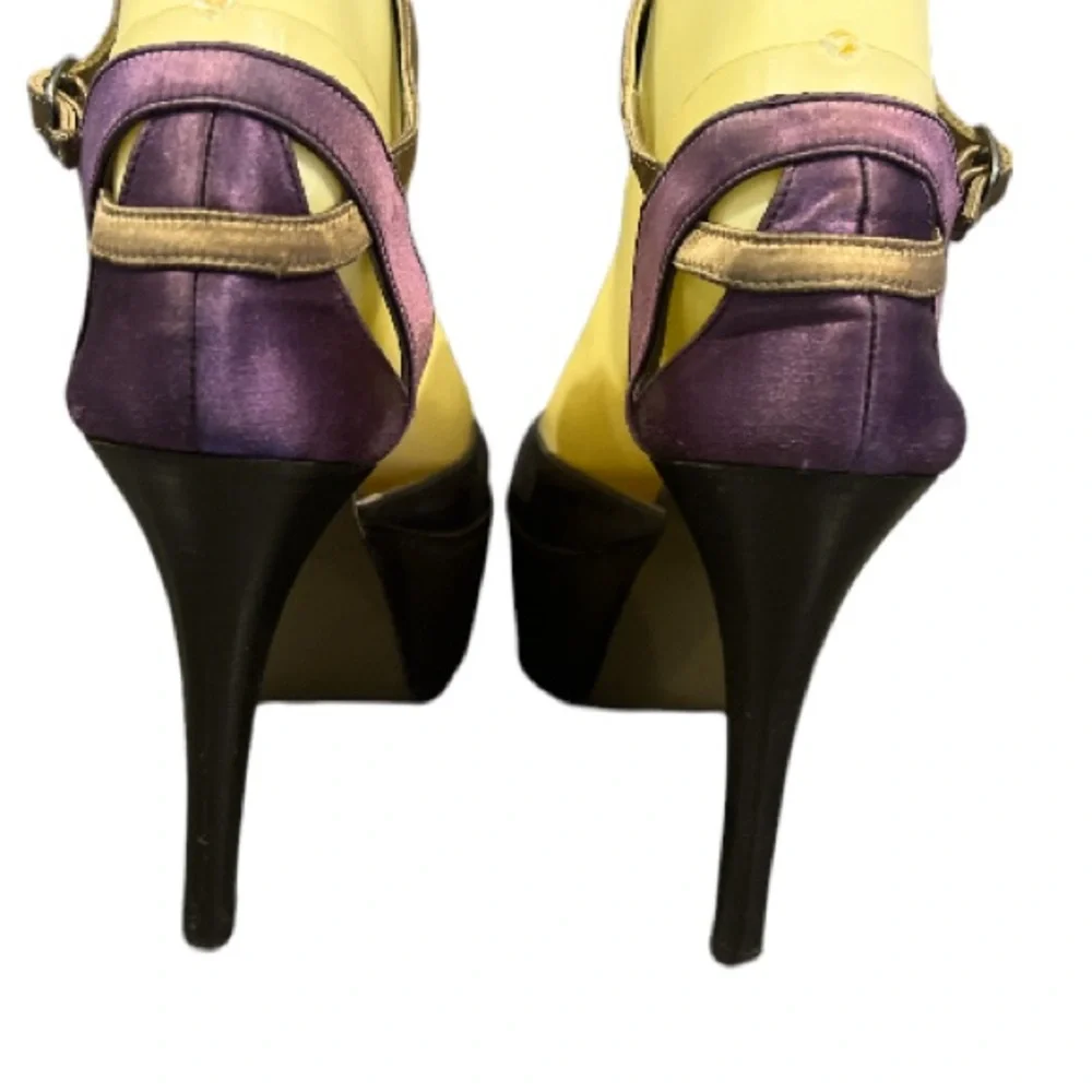 Authentic Marni satin & leather platform designer heels sz 8 Euro 38